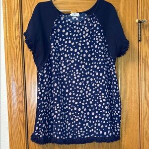 Navy Blue Polka Dot Women's Top
